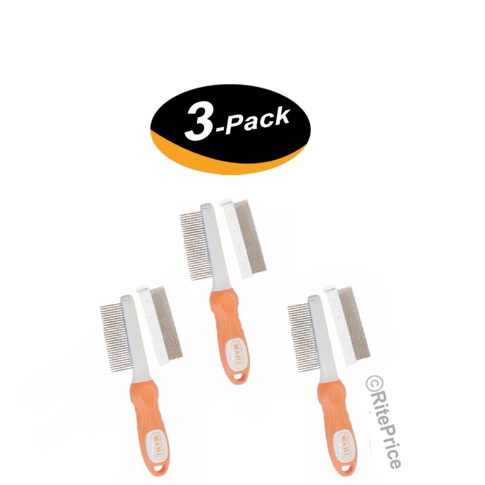 Wahl 2-in-1 Flea/Finishing Pet Comb to detect fleas, flea eggs, ticks (3 Pack)